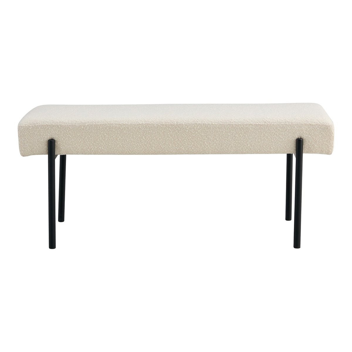 KantoormeubelenPlus Swindon Bench - Bank in bouclé, wit met zwarte poten, 100x36x42,5 cm, HN1232