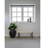 KantoormeubelenPlus Swindon Bench - Bank in bouclé, wit met zwarte poten, 100x36x42,5 cm, HN1232