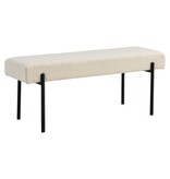 KantoormeubelenPlus Swindon Bench - Bank in bouclé, wit met zwarte poten, 100x36x42,5 cm, HN1232