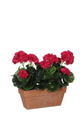 KantoormeubelenPlus Geranium Kunstplant in Balkonbak - L29 x B13 x H40 cm - Donkerroze