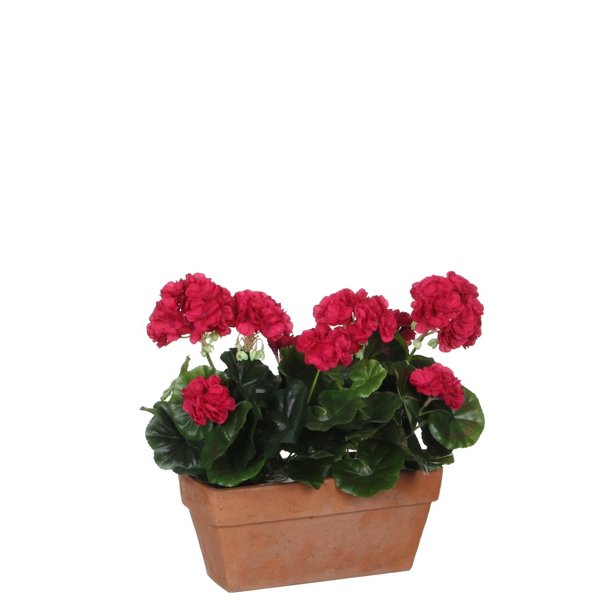 KantoormeubelenPlus Geranium Kunstplant in Balkonbak - L29 x B13 x H40 cm - Donkerroze