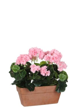 KantoormeubelenPlus Geranium Kunstplant in Balkonbak - L29 x B13 x H40 cm - Roze