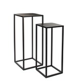 Goa Bijzettafel - Set van 2 - L30 x B30 x H70 cm - Metaal - Zwart
