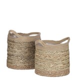 VidaXL Anne Mand voor Planten - Set van 2 - H28 x Ø30 cm - Zeegras - Lichtbruin
