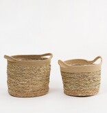 VidaXL Anne Mand voor Planten - Set van 2 - H28 x Ø30 cm - Zeegras - Lichtbruin