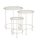 VidaXL Tierra Bijzettafel voor Buiten - Set van 3 - H44,5 x Ø35 cm - Metaal - Beige