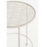 VidaXL Tierra Bijzettafel voor Buiten - Set van 3 - H44,5 x Ø35 cm - Metaal - Beige