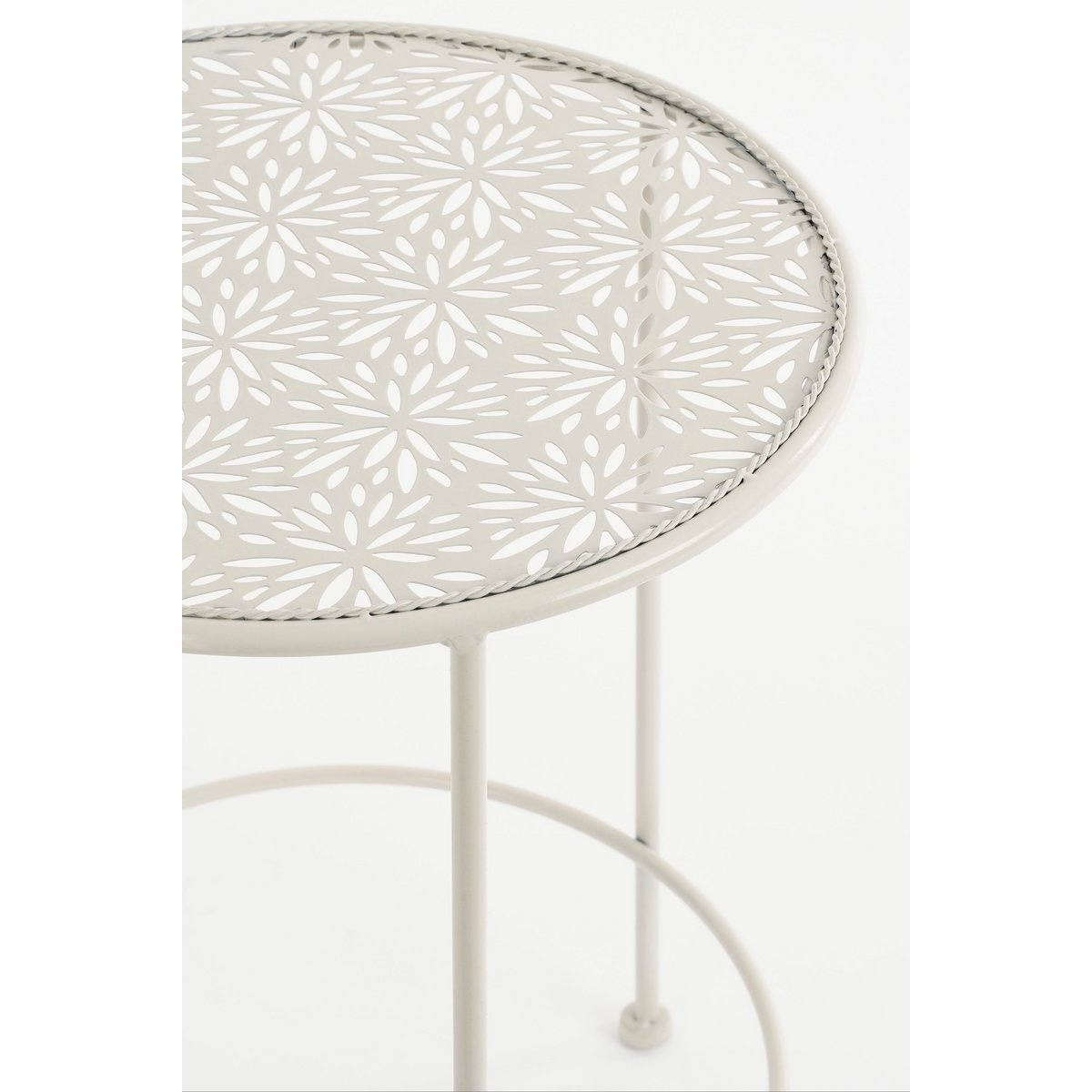 VidaXL Tierra Bijzettafel voor Buiten - Set van 3 - H44,5 x Ø35 cm - Metaal - Beige