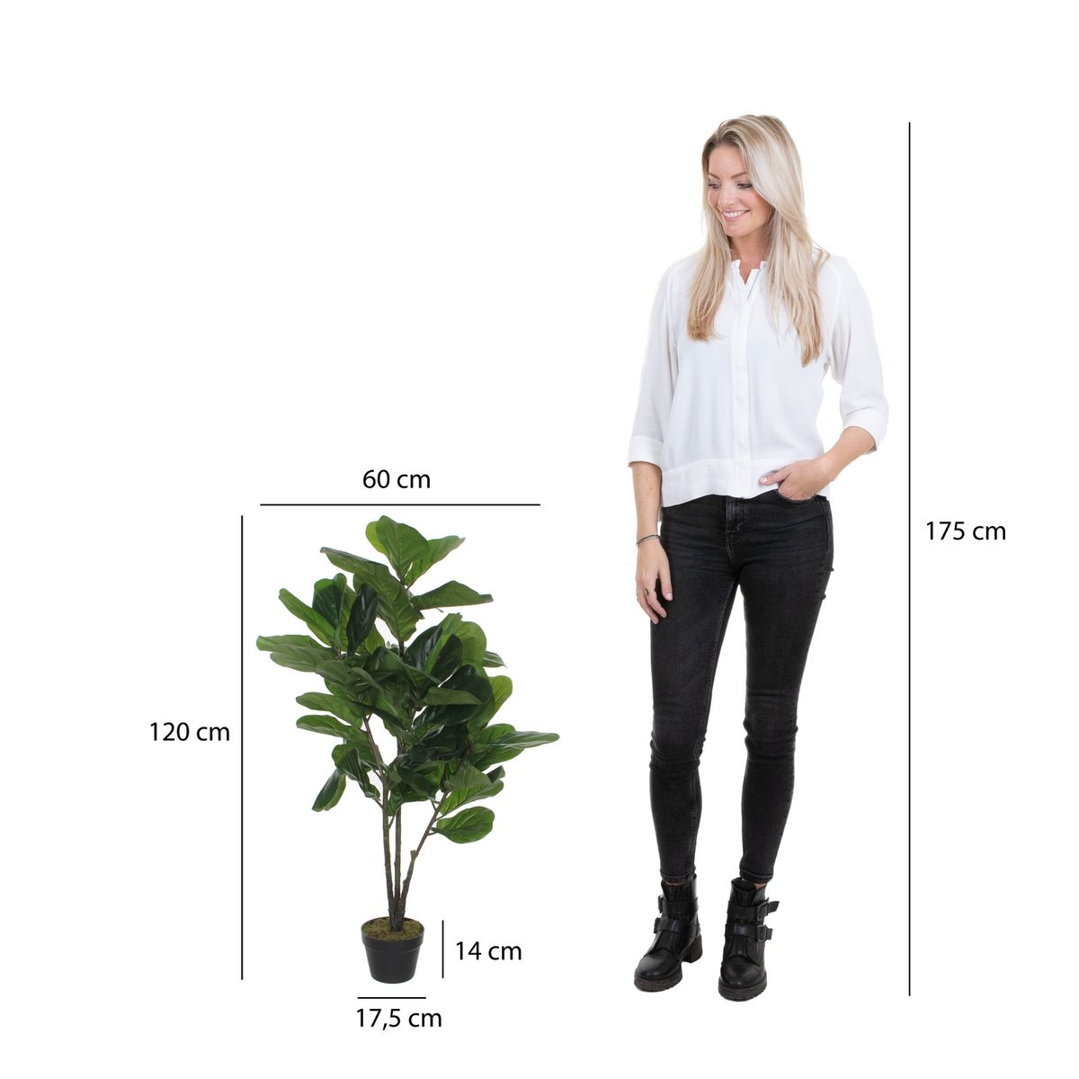 KantoormeubelenPlus Ficus Lyrata Kunstplant - H120 x Ø60 cm - Groen