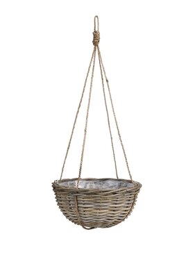 VidaXL Marcia Plantenmand Hangend voor Buiten - H20 x Ø40 cm - Rotan - Grijs