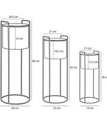 Favani Bloempot op Standaard - Set van 3 - H80 x Ø28 cm - Metaal - Zwart