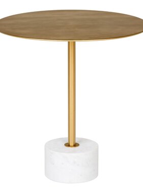 KantoormeubelenPlus Lecco Bijzettafel - Bijzettafel in messing en marmer Ø51x52 cm