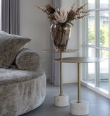 KantoormeubelenPlus Lecco Bijzettafel - Bijzettafel in messing en marmer Ø51x52 cm