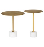 KantoormeubelenPlus Lecco Bijzettafel - Bijzettafel in messing en marmer Ø51x52 cm