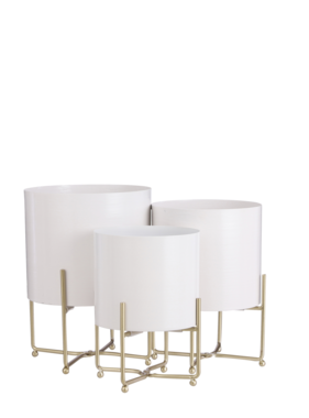 VidaXL Aries Bloempot op Standaard - Set van 3 - H32 x Ø24 cm - Wit