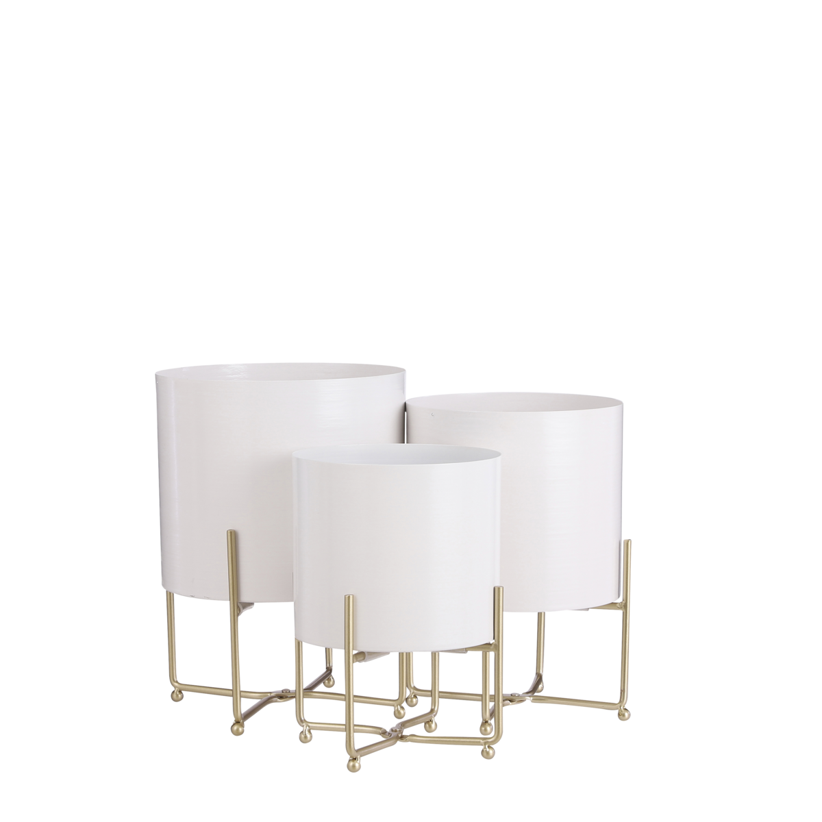 VidaXL Aries Bloempot op Standaard - Set van 3 - H32 x Ø24 cm - Wit