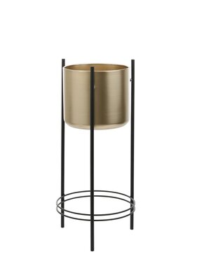 KantoormeubelenPlus Sverre Bloempot op Standaard - H66 x Ø27 cm - Metaal - Goud, Zwart