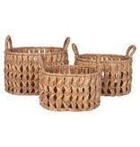 KantoormeubelenPlus Balerma Basket - Mand met handvatten, waterhyacint, naturel, set van 3
