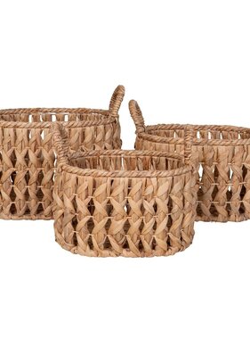 KantoormeubelenPlus Balerma Basket - Mand met handvatten, waterhyacint, naturel, set van 3