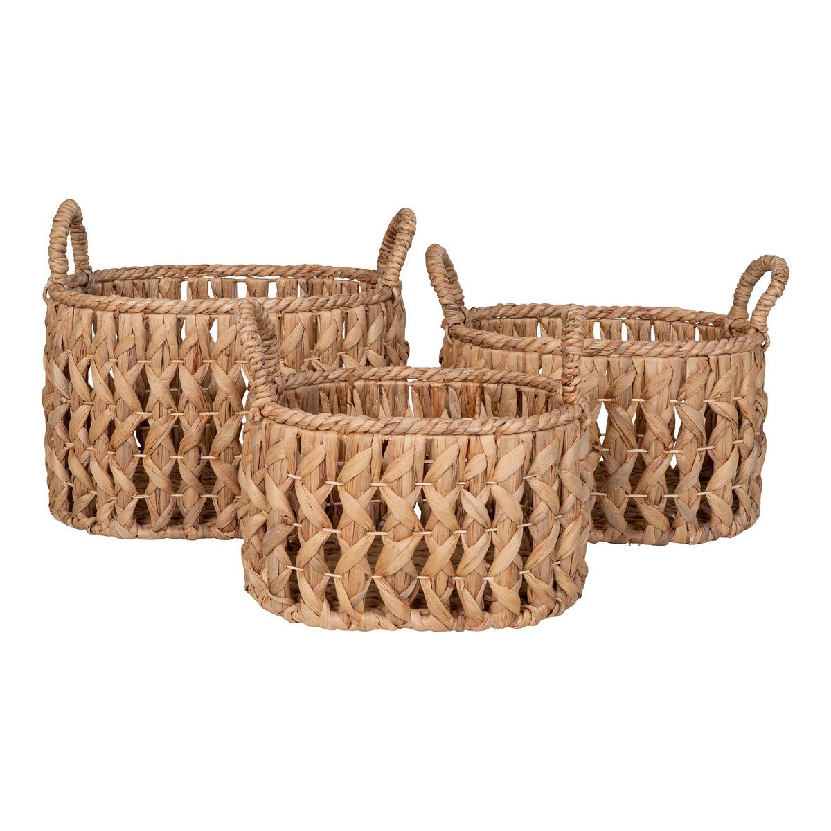 KantoormeubelenPlus Balerma Basket - Mand met handvatten, waterhyacint, naturel, set van 3