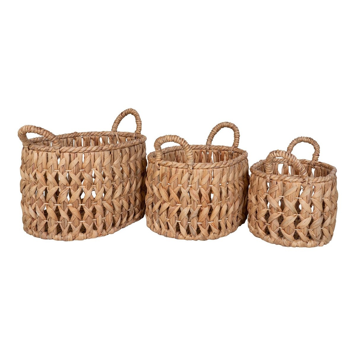 KantoormeubelenPlus Balerma Basket - Mand met handvatten, waterhyacint, naturel, set van 3