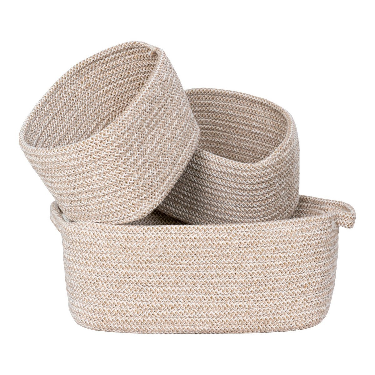 KantoormeubelenPlus Teixo Basket - Mand, katoen, beige, set van 3