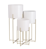 VidaXL Aries Bloempot op Standaard - Set van 3 - H58 x Ø24 cm - Wit