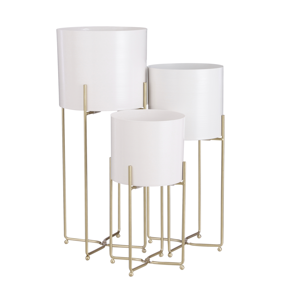 VidaXL Aries Bloempot op Standaard - Set van 3 - H58 x Ø24 cm - Wit