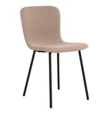 Halden Dining Chair - Eetkamerstoel in bouclé, beige met zwarte poten, HN1233