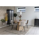 Halden Dining Chair - Eetkamerstoel in bouclé, beige met zwarte poten, HN1233