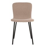 Halden Dining Chair - Eetkamerstoel in bouclé, beige met zwarte poten, HN1233