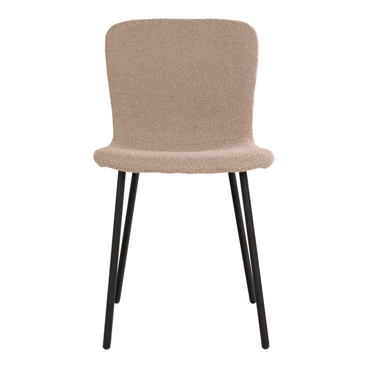 Halden Dining Chair - Eetkamerstoel in bouclé, beige met zwarte poten, HN1233