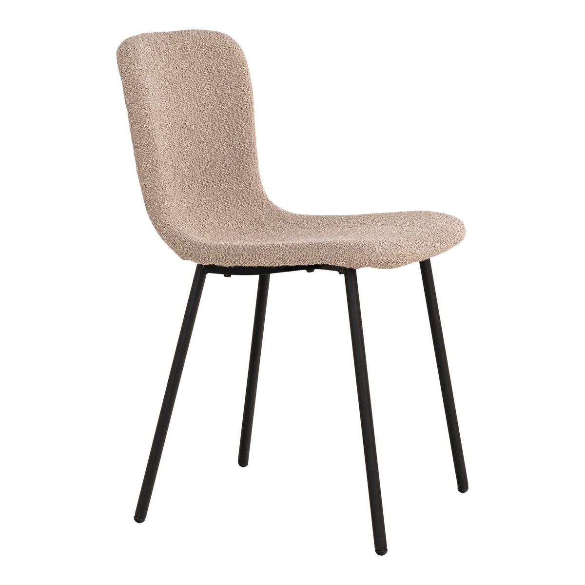 KantoormeubelenPlus Halden Dining Chair - Eetkamerstoel in bouclé, beige met zwarte poten, HN1233