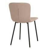 Halden Dining Chair - Eetkamerstoel in bouclé, beige met zwarte poten, HN1233