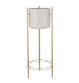 VidaXL Sverre Bloempot op Standaard - H81 x Ø28 cm - Wit, Goud