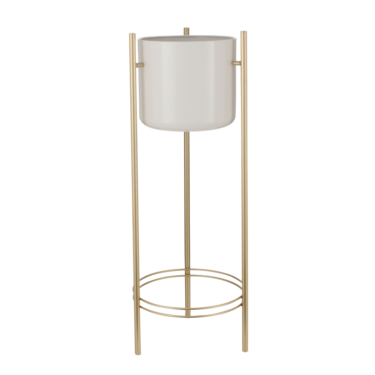 VidaXL Sverre Bloempot op Standaard - H81 x Ø28 cm - Wit, Goud