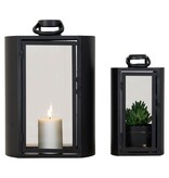 KantoormeubelenPlus Tolosa Lantern - Lantaarn met handvat, metaal en glas, zwart, set van 2