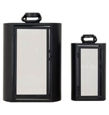 KantoormeubelenPlus Tolosa Lantern - Lantaarn met handvat, metaal en glas, zwart, set van 2