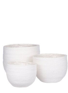 VidaXL Jorck Mand voor Planten - Set van 3 - H24 x Ø26 cm - Off White