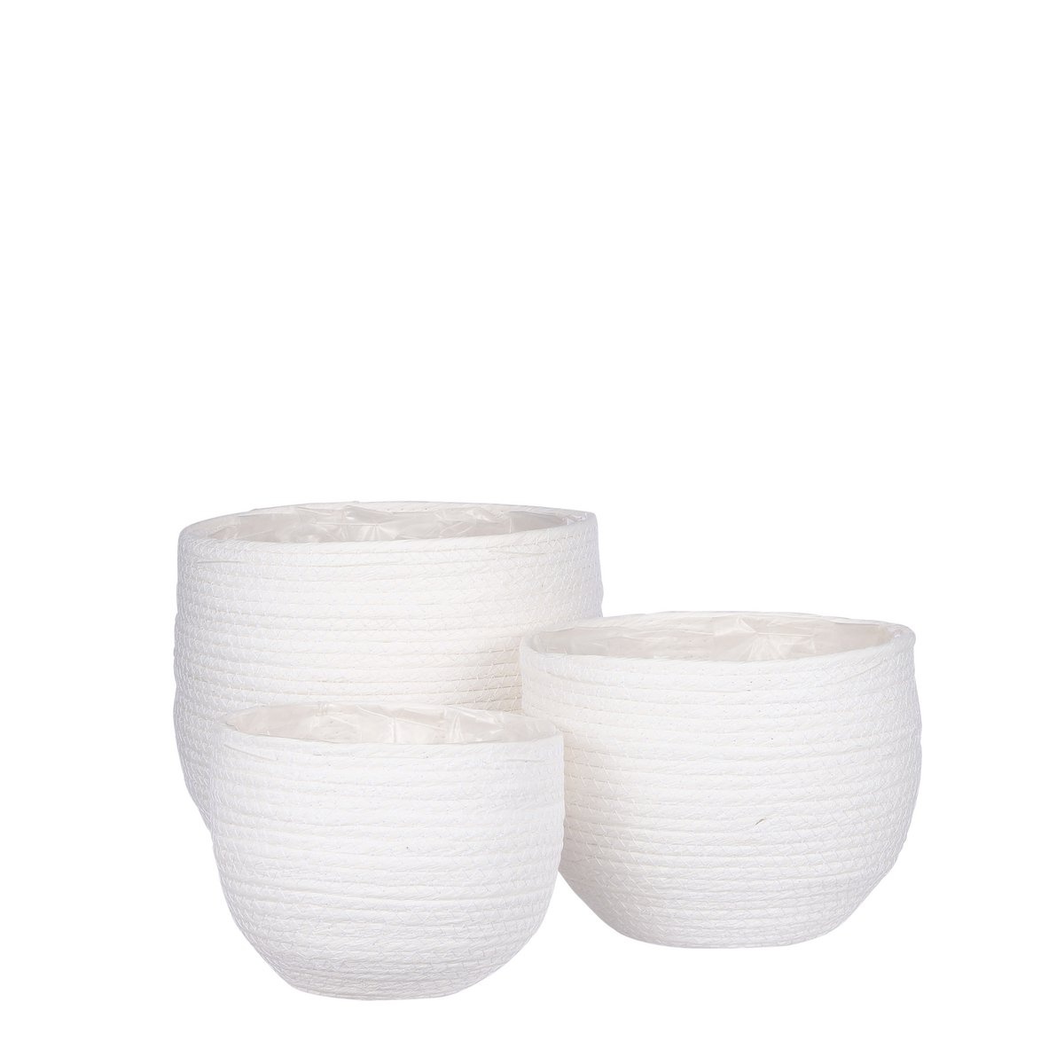 KantoormeubelenPlus Jorck Mand voor Planten - Set van 3 - H24 x Ø26 cm - Off White