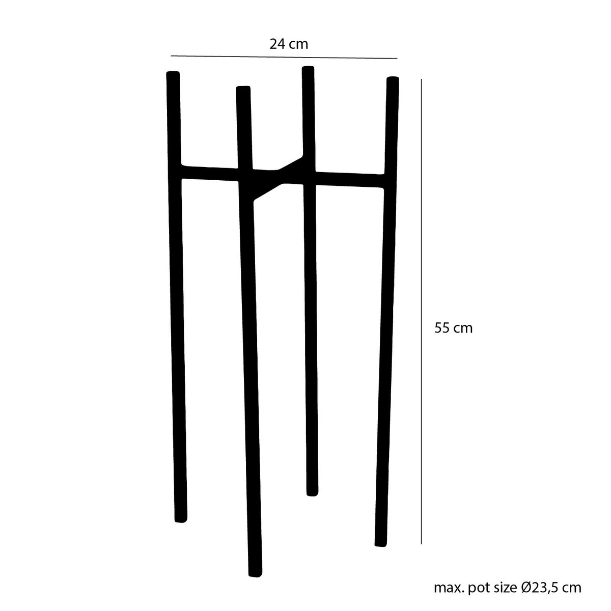 VidaXL Ascot Plantenstandaard - L24 x B24 x H55 cm - Metaal - Zwart
