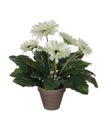 VidaXL Gerbera Kunstplant in Bloempot Stan - H35 x Ø30 cm - Wit