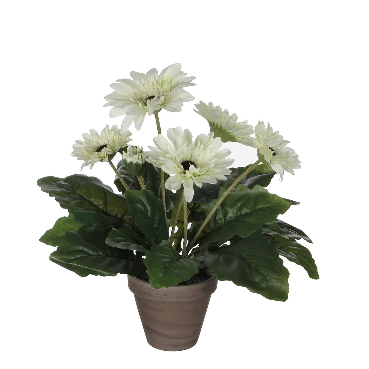 VidaXL Gerbera Kunstplant in Bloempot Stan - H35 x Ø30 cm - Wit