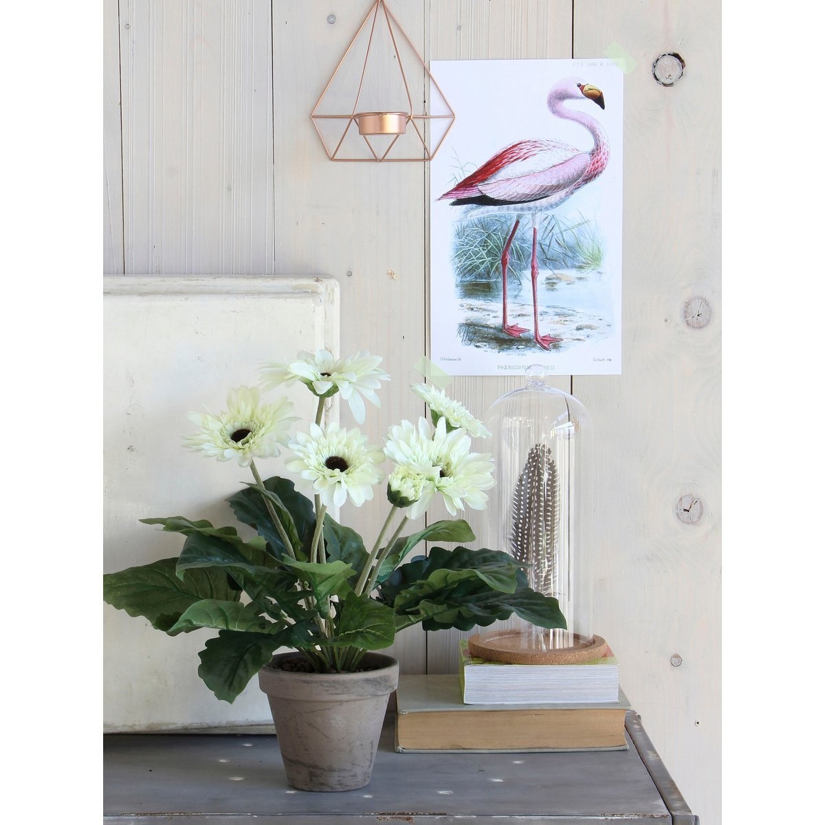 VidaXL Gerbera Kunstplant in Bloempot Stan - H35 x Ø30 cm - Wit