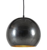 KantoormeubelenPlus Albi Ball Lamp - Donkergrijze gehamerde lamp, glanzend koper binnen Ø25 cm. E27-fitting