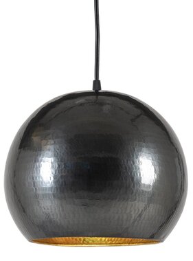 KantoormeubelenPlus Albi Ball Lamp - Donkergrijze gehamerde lamp, glanzend koper binnen Ø25 cm. E27-fitting