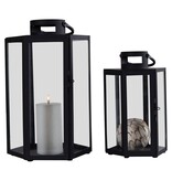 VidaXL Milos Lantaarn, set van 2 - Lantaarn, staal en glas, zwart, set van 2