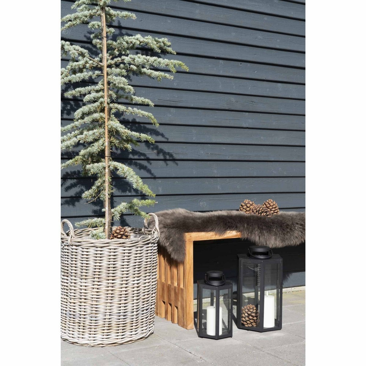 KantoormeubelenPlus Milos Lantaarn, set van 2 - Lantaarn, staal en glas, zwart, set van 2