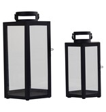 KantoormeubelenPlus Milos Lantaarn, set van 2 - Lantaarn, staal en glas, zwart, set van 2