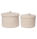 vidaXL Sebal Basket - Mand met deksel, katoen, beige, set van 2